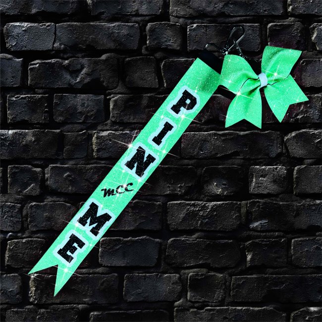 Pin Me "Glitter" - Design "MCC" Schleife neongrün
